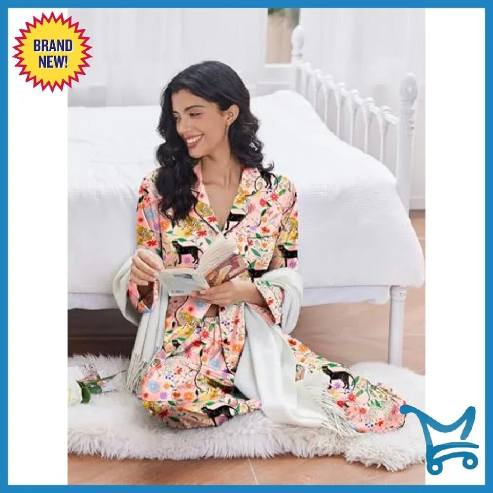Satin Pajama Set 2-Pack Button Down Sleepwear Soft Lounge Wear